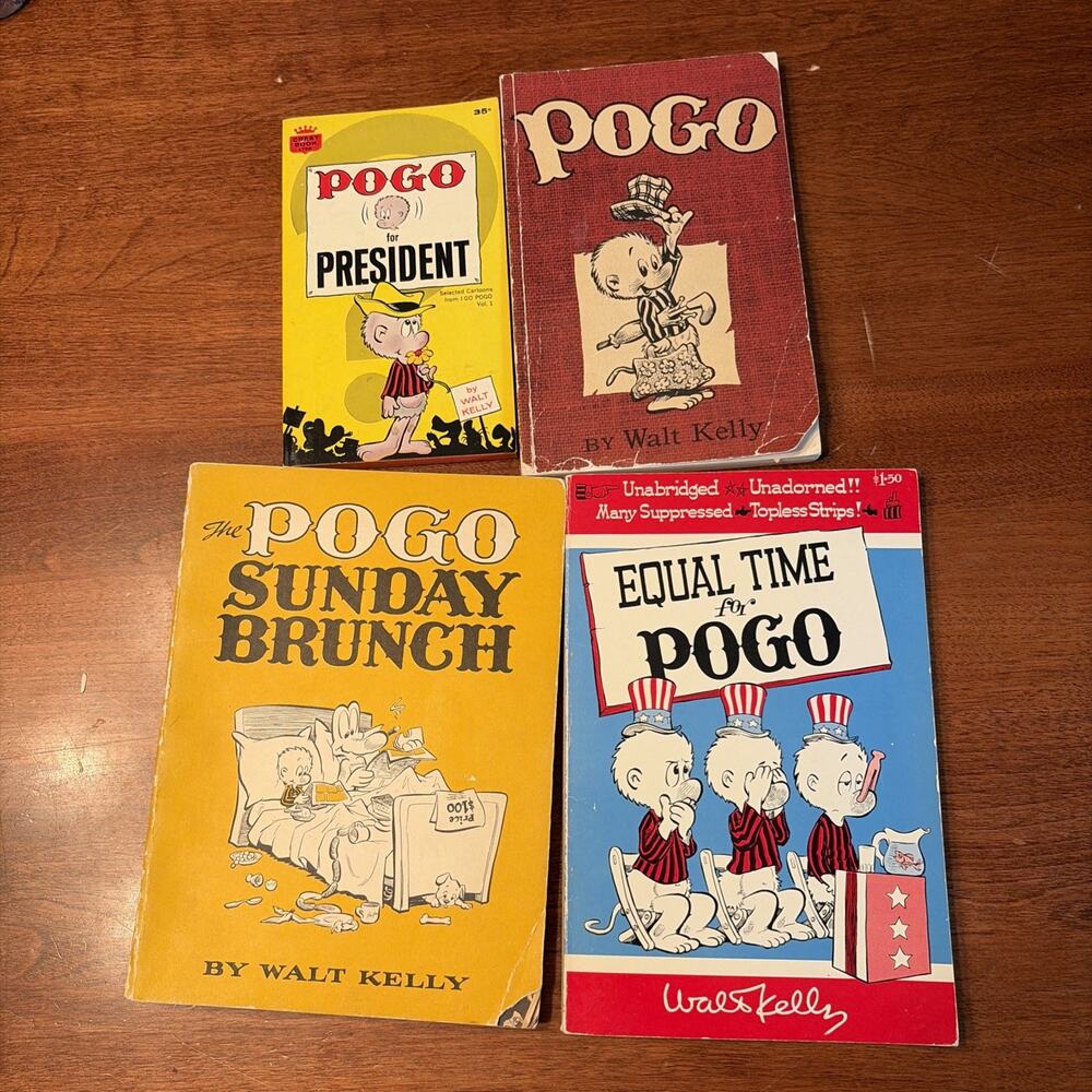 Lot of 4 Vintage 1950-1960's POGO Cartoon Books, Walt Kelly, paperback
